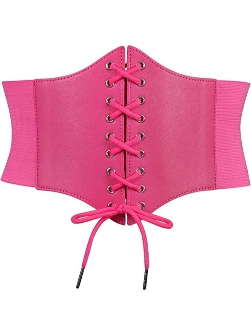 PINK Leather Elastic Wide Stretch Belt Corset Top Halloween Cosplay Costume NWT